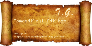 Tomcsányi Gábor névjegykártya